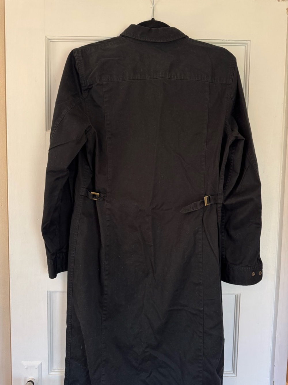 Black Long Button-Front Shirt Dress - Women's - Picture 3 of 6
